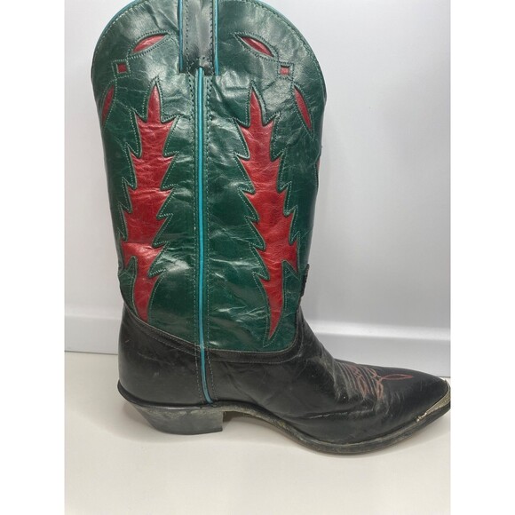 Code West Women’s Size: 9 M Teal Green Leather Cowboy Boots USA Vintage - Picture 4 of 16